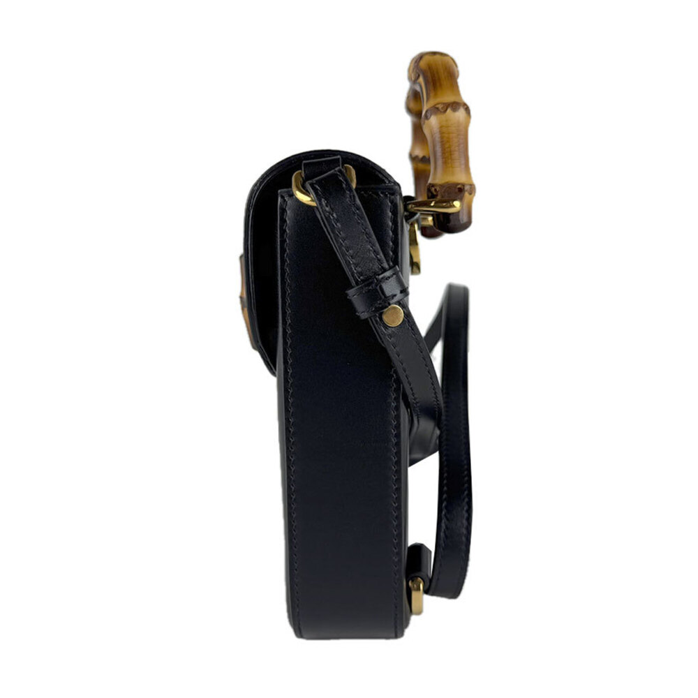GUCCI Authentic Black Leather Bamboo Shoulder Bag - Picture 2 of 13